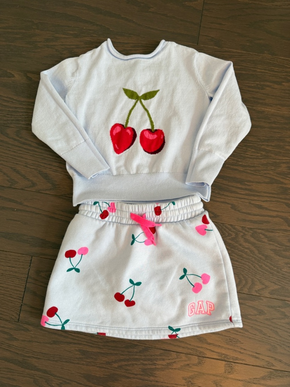 Gap Kids Blue Cherry Printed Sweater Skort Set Size XS